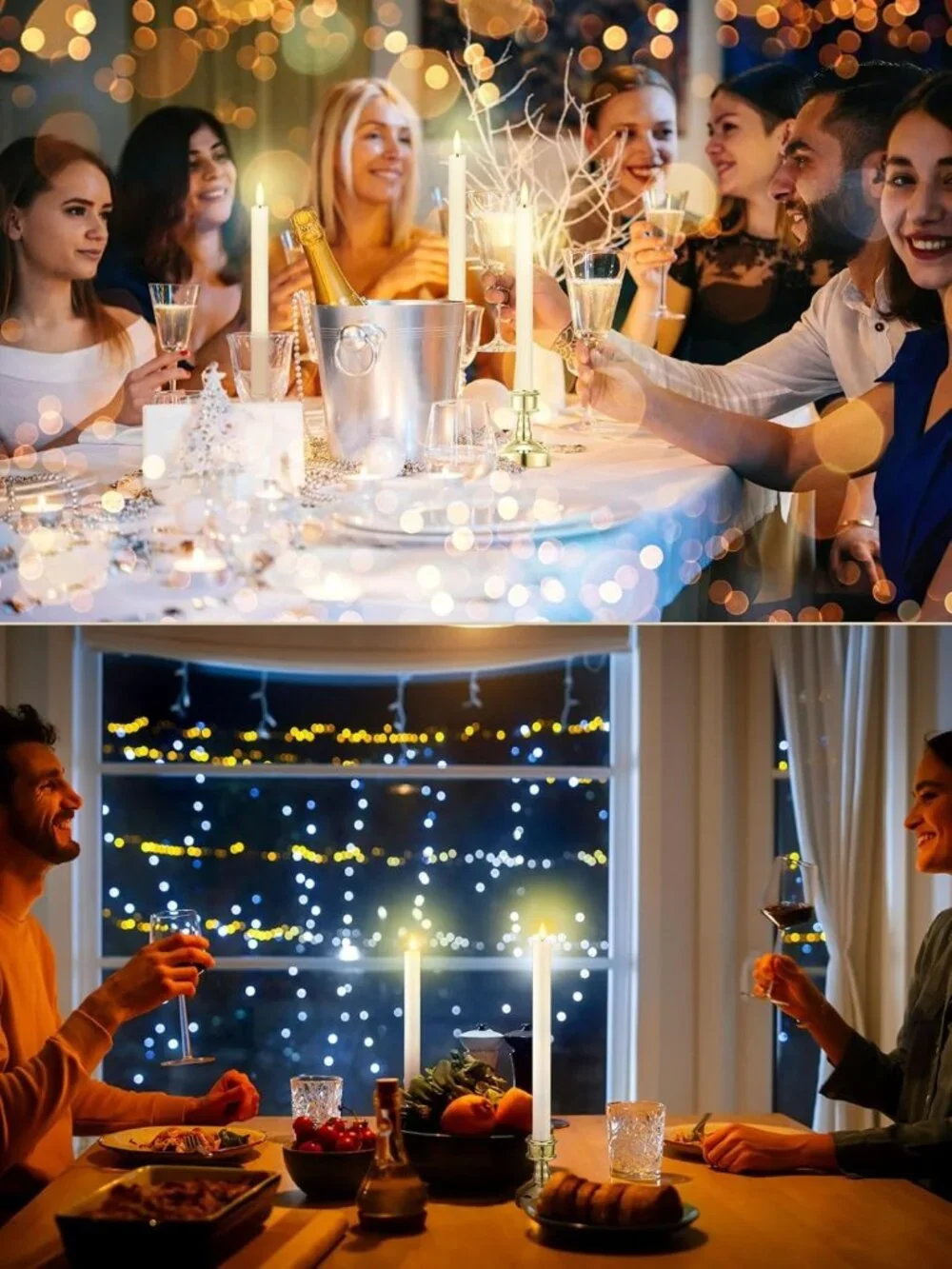 24 Pcs Flameless Taper Candles with Holders & Remote Timer - LED Flickering
